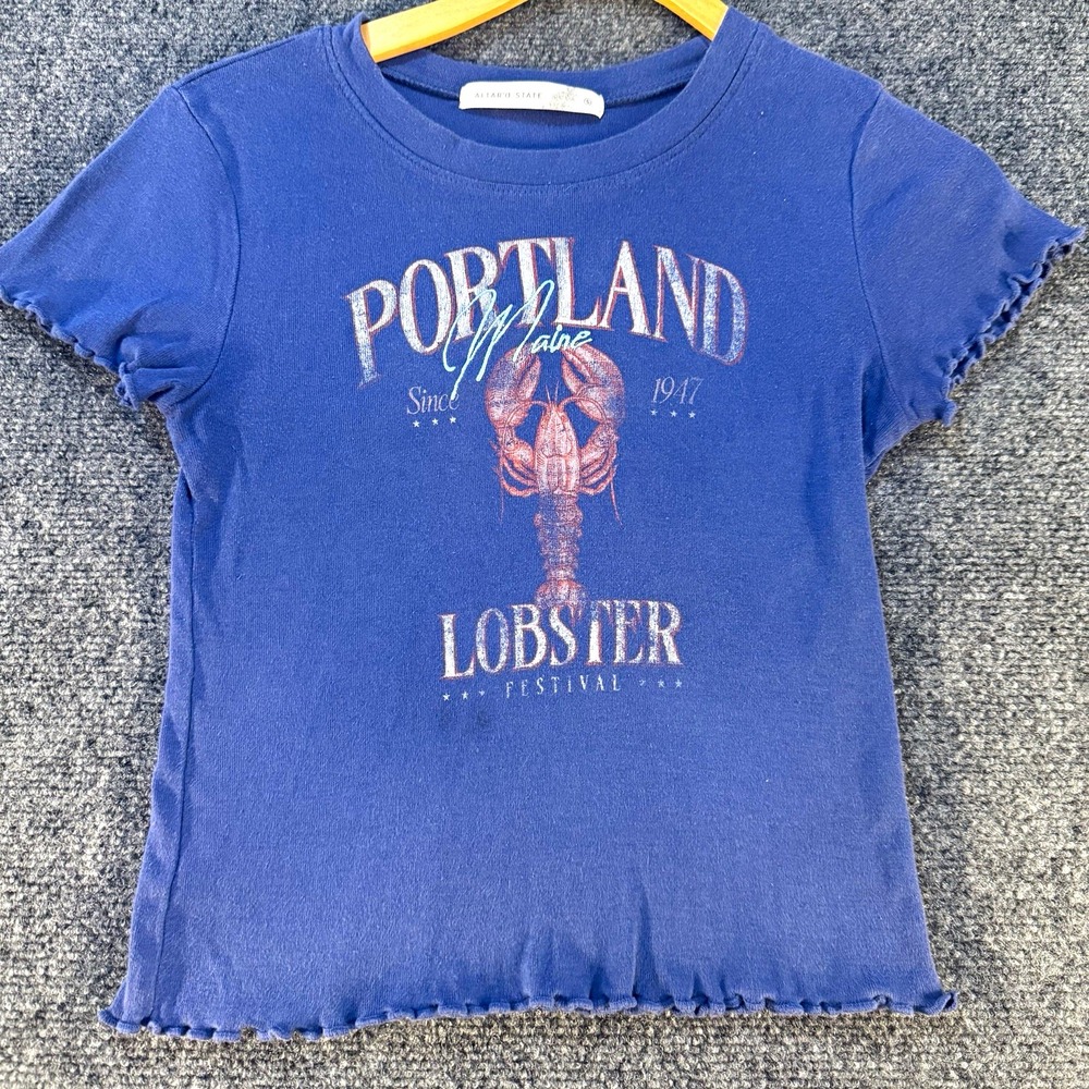 Altar'd State Womens S Portland Maine Lobster Festival Graphic Baby Tee Blue